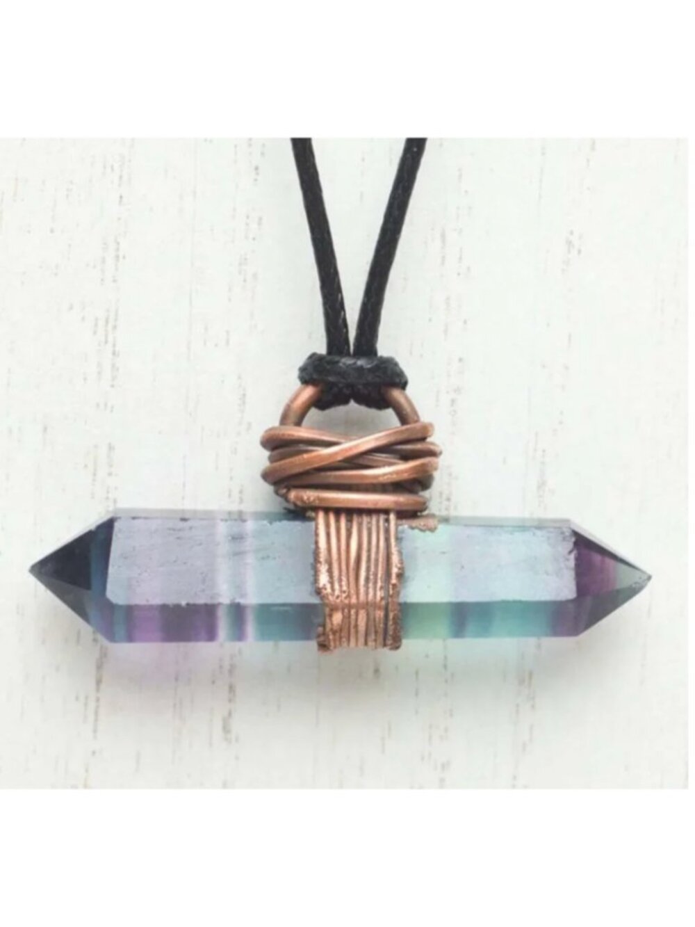 Fluorite Double Terminated Point Pendant - E